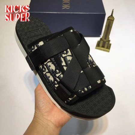 DIOR ALPHA SANDAL BEIGE AND BLACK DIOR OBLIQUE JACQUARD - CD93