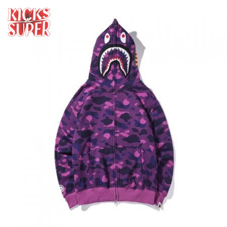 BAPE Color Camo Shark Full Zip Hoodie (FW21) Purple