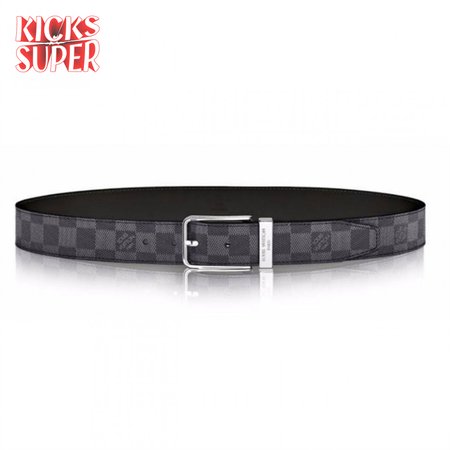 pont neuf belt damier graphite 35mm black grey- lbp004