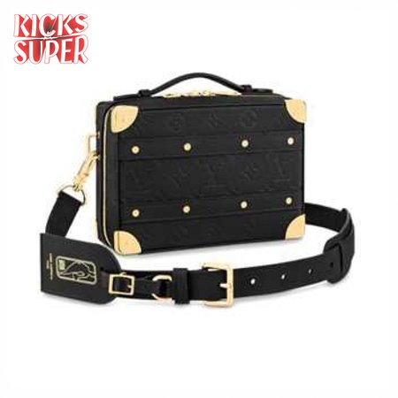 nba handle trunk monogram coated canvas textile lining in black - lmb007