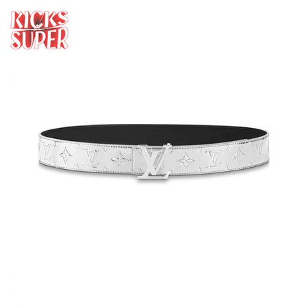 initials mirror mirror 40mm reversible belt sier color metallic monogram canvas recto side - b77