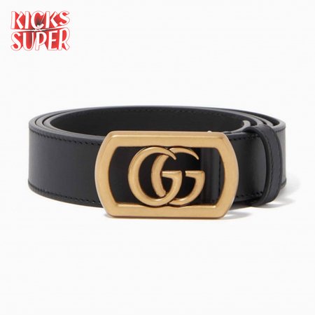 GUCCI BELT WITH FRAMED DOUBLE G BUCKLE - B8