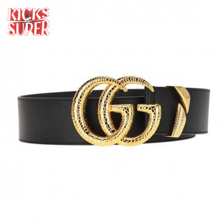GUCCI LEATHER BELT WITH DOUBLE G BUCKLE - B11