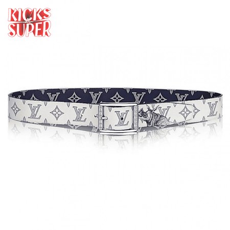 white/blue monogram sa.vane canvas chap.man brothers re.verso belt - b101