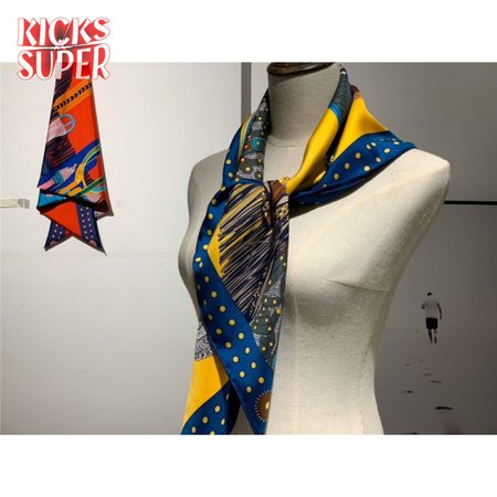 Hermes "Noble Saddle" Silk scarf yellow