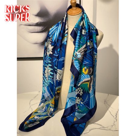 hermes ladies summer silk scarf Dark blue