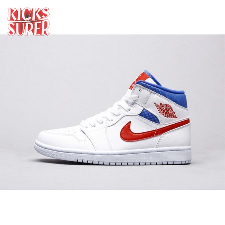 Air Jordan 1 Mid White Red Royal Unisex