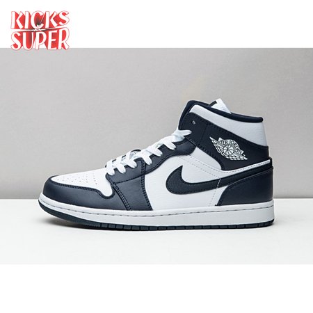 Jordan 1 Mid White Metallic Gold Obsidian 554724-174 Unisex