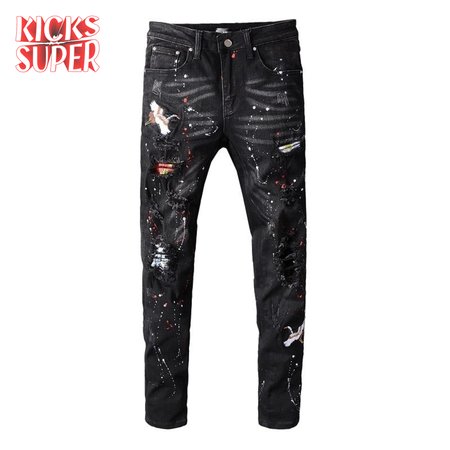Amiri Pelican Splatter Jeans Black/White