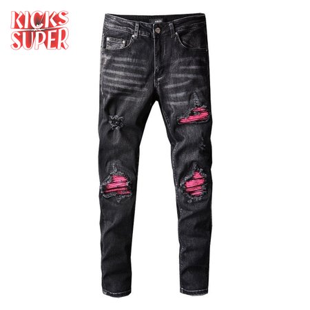 Amiri Rip Jeans Black / Pink