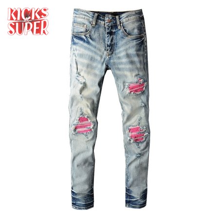 Amiri Rip Jeans Blue / Pink