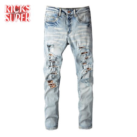 Amiri Ripped Design Jeans Light Blue