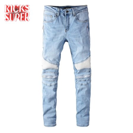 Amiri Zipper Jeans Light Blue / White