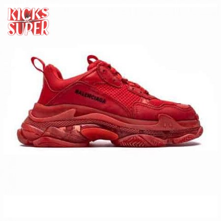BALENCIAGA TRIPLE S CLEAR SOLE SNEAKER IN RED - BB171
