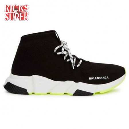 BALENCIAGA SPEED TRAINER LACE UP BLACK WHITE - BB16