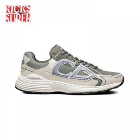 DIOR B30 SNEAKERS OLIVE MESH AND CREAM TECHNICAL FABRIC - CD86