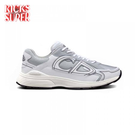 DIOR B30 SNEAKERS GRAY MESH AND WHITE TECHNICAL FABRIC - CD85
