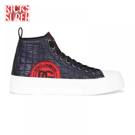 DOLCE AND GABBANA QUILTED TWO-TONE NYLON PORTOFINO LIGHT MID-TOP SNEAKERS - DG105