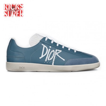 DIOR B01 SNEAKER BLUE SMOOTH CALFSKIN AND SUEDE WITH DIOR AND SHAWN SIGNATURE - CD57