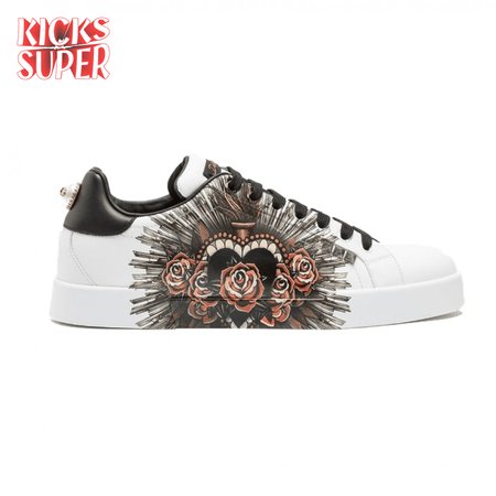 DOLCE & GABBANA PRINTED CALFSKIN PORTOFINO SNEAKERS - DG5