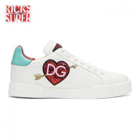 DOLCE & GABBANA WHITE HEART SNEAKERS - DG31