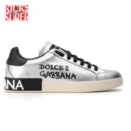 DOLCE AND GABBANA LOGO PRINT POSITANO LEATHER SNEAKERS - DG94
