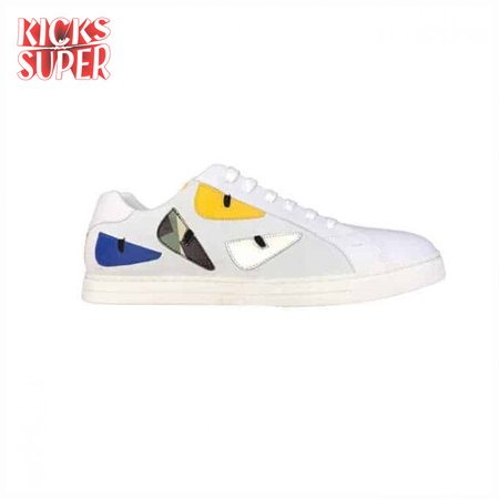 FENDI MONSTER EYES LOW-TOP TRAINERS SNEAKERS IN WHITE - FD06
