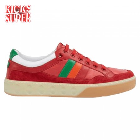 GUCCI MEN'S RED LEATHER AND NYLON SNEAKERS - GC62