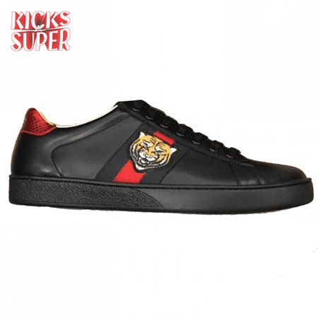 GUCCI TIGER ACE EMBROIDERED SNEAKER BLACK - GC49