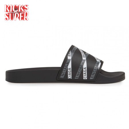 BALENCIAGA RUBBER LOGO POOL SLIDE SANDALS - BBS9